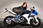 catsuited biker