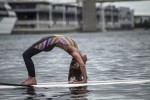 1st time ever yoga while<br />on a surfboard @wearing wetsuit