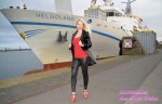 foto of her in leggings; not part of the<br />video albeit there is a video of her aboard<br />related to this foto that you guys can view