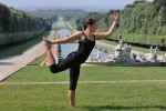 yoga with a cloudless view in