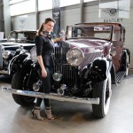 very unusual that you would have a grid girl<br />showing off a 1930's rolls royce